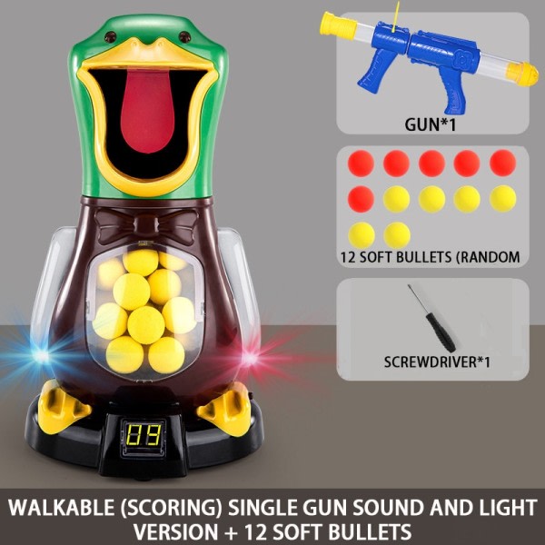 Funny Air Powered Safety Soft Bullet Gun Hit Me Hungry Shooting Duck Electronic Game Target Bullet Leker