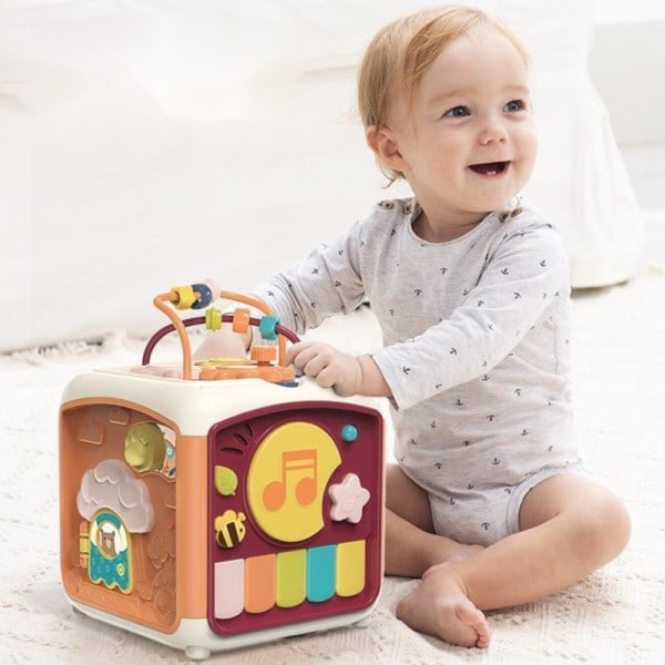 7 I 1 Baby Aktivitet Kub Småbarn Leksaker Utbildnings Shape Sorter Musikal leksak