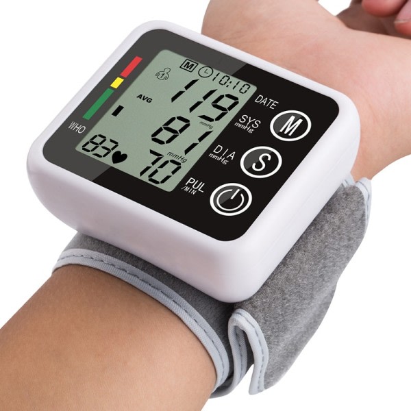 Röst sändning Automatisk Handled Digital Blod Tryck Monitor Tonometer Mätare för mätning och puls frekvens