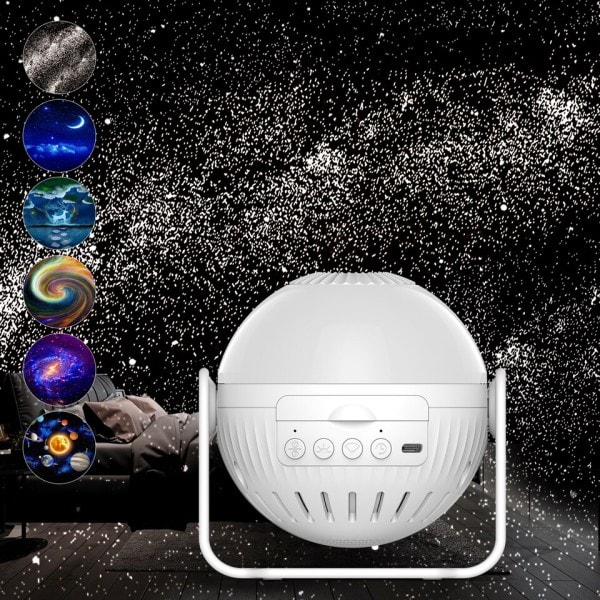 LED Stjerne Projektor Natt Lys 6 i 1 Planetarium Projeksjon Galaxy Starry Sky Projektor Lampe