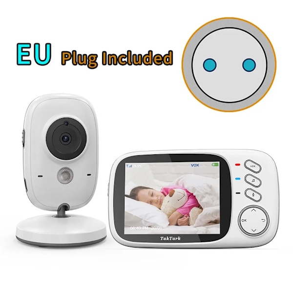 3,2 Tommer Trådløs Video Baby Monitor Med Vuggeviser Auto Natsyn