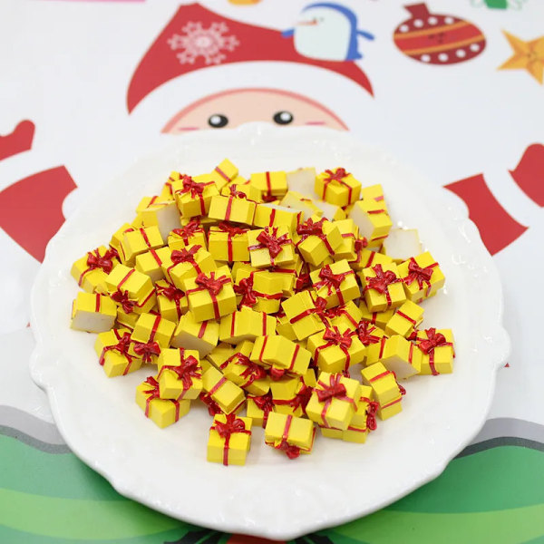 10 stykker søte mini jule gave eske harpiks utklippsbok diy smykker håndverk jul pynt tilbehør