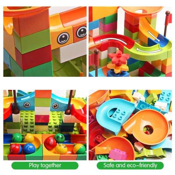 Marmor Race Løb Big Blok Kompatibel by Bygningsblokke Tragt Slide Blocks DIY Big Bricks Legetøj