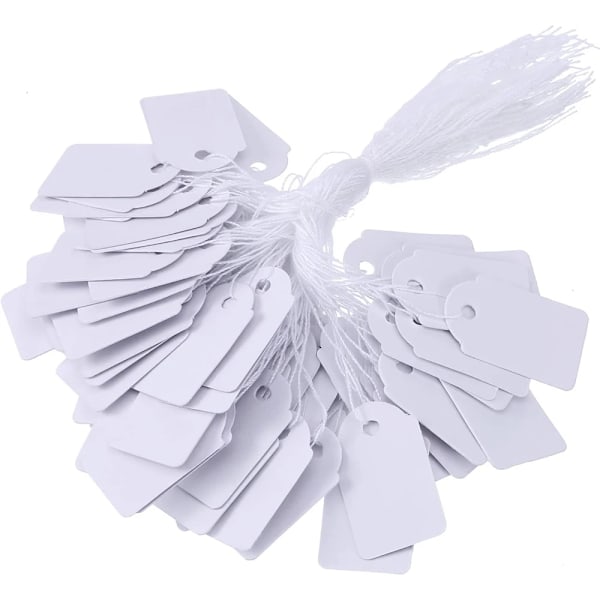 100 bitar 12x23mm Rektangulärt Papper Pris Tagg Vit Blank