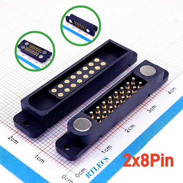 1 bit Dubbel rad Hög ström Magnetisk Pogo Pin kontakt
