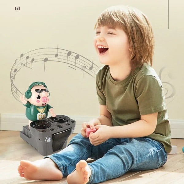 Danser DJ Rock Robot Gris bebis leksaker Elektrisk Lätt Musik Kul Elektronisk Gris Vaddar Musikal leksak