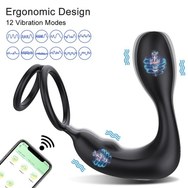 Bluetooth APP Mies Eturauhanen Hieronta Vibraattori Kaksoisrengas Viive Siemensyöksy Anal Plug Stimulaattori Aikuisten Seksi lelut