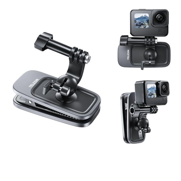 360° Rotation Magnetisk Ryggsäck Klämma Klämma Fäste för GoPro Hero 11 10 9 8 7 6 5 Insta360 DJI Action Kamera Tillbehör
