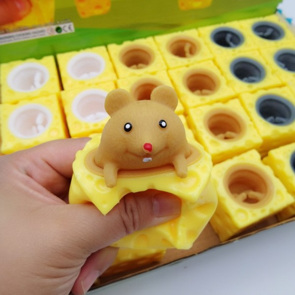 Hauska hiiri ja juusto lohko purista stressiä ehkäisevä lelu piilota ja etsi figuurit stressi helpotus fidget lelut