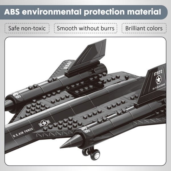 Air Force Blackbird Reconnaissance Flygplan Legering Modell Fighter Montering Byggnad Block Leksak
