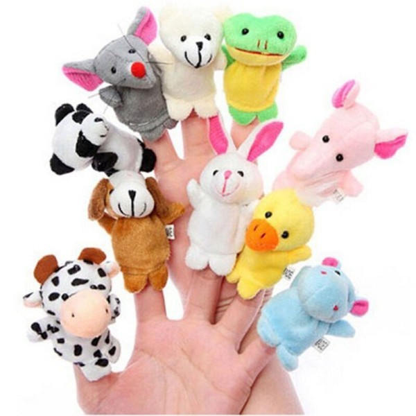 Tecknad Hand docka Finger Pocket Bebis Barn Berättelse Tidig Utbildning Lugnande Docka Plysch leksak