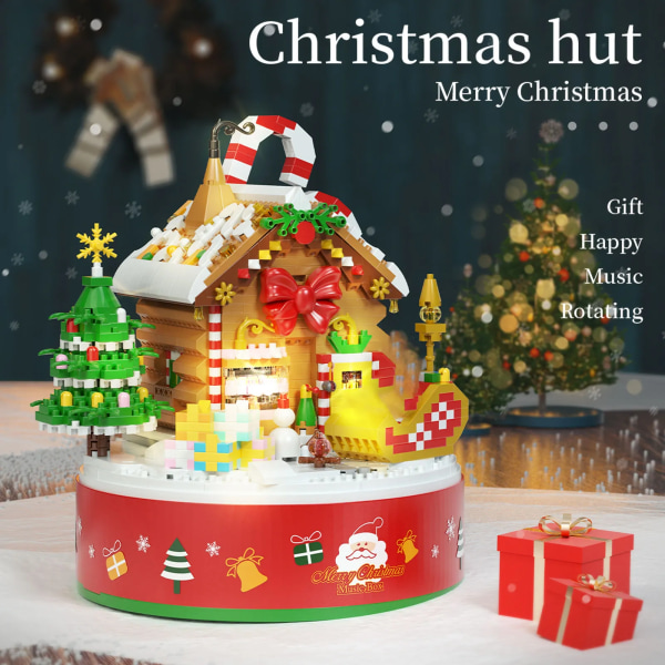 Joulu sarja rakennus palikat joulupukki valokuva kehys joulu puu malli luminen talo musiikki laatikko tiilet