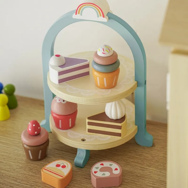 Royal Afternoon Tea Servis Låtsas Leka Trä Leksaker Kök Tårta Rolllek Förälder-barn Lärande Pedagogiska leksaker