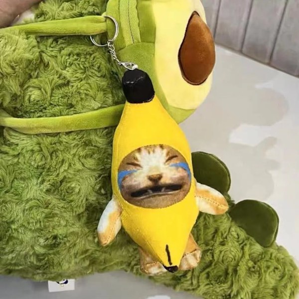 Banan katt docka hänge nyckelring gråter glad banan katt
