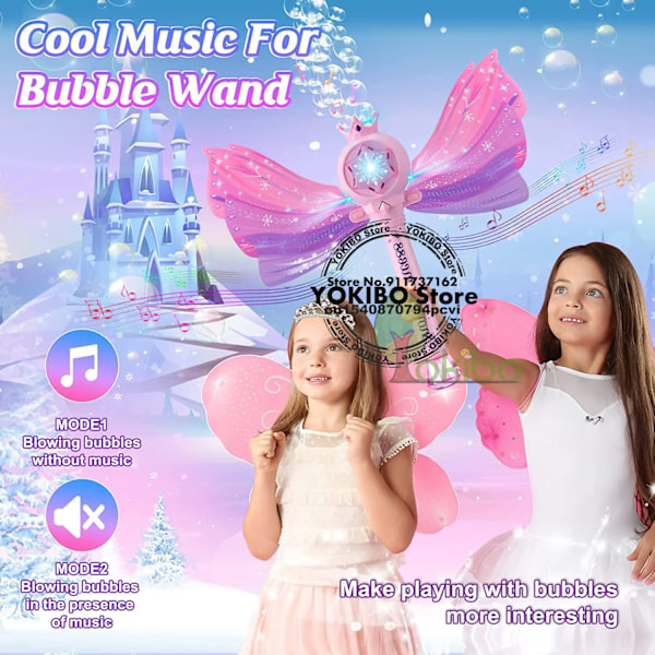 Bubble Wands for Børn Piger Light Up LED Lyd Bubble Gun Bubble Machine for Børn