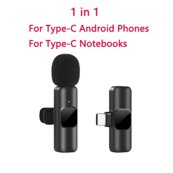 Trådlös Lavalier Mikrofon Bärbar Ljud Video Inspelning Mini Mic för iPhone Android Live Broadcast Gaming Phone Mic