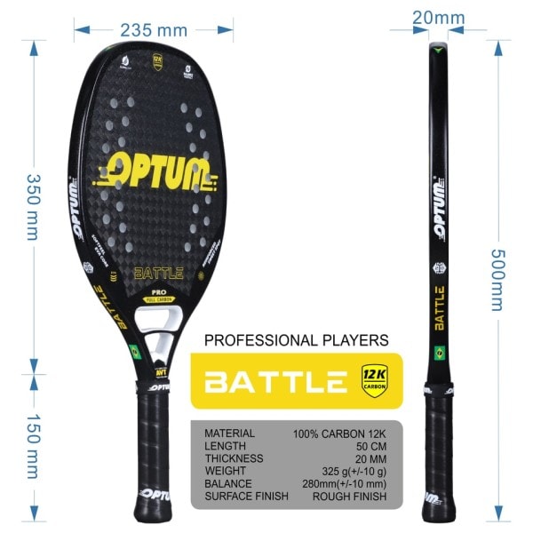 12K kol fiber grov yta strand tennis racket med överdrag väska