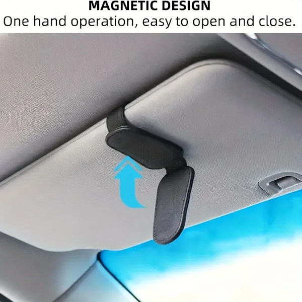 Solglasögon hållare passar för bil solskydd - magnetiska läder solglasögon klämma och biljett klämma