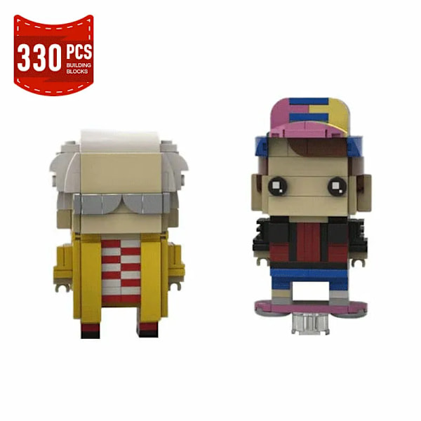 MOC tilbage til Den fremtidige læge Brown martyed Brickheadz Building Blocks set film action figurer