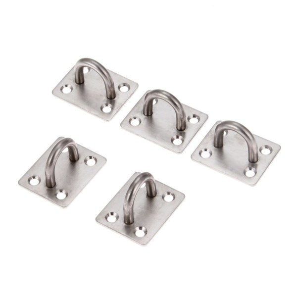 5 st rostfritt stål häftklammer ring vägg krok heavy duty fast pad öga plåt däck dörr spänne u-formad