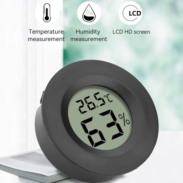 Mini Hygrometer Termometer Elektronisk Digital Fugtighed Måler Måler Monitor LCD Skærm Indendørs Temperatur Detektor