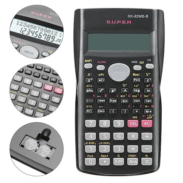 Videnskabelig lommeregner med 240 funktioner og 2-linjers skærm Multi-formål bærbar elev beregner til matematik undervisning