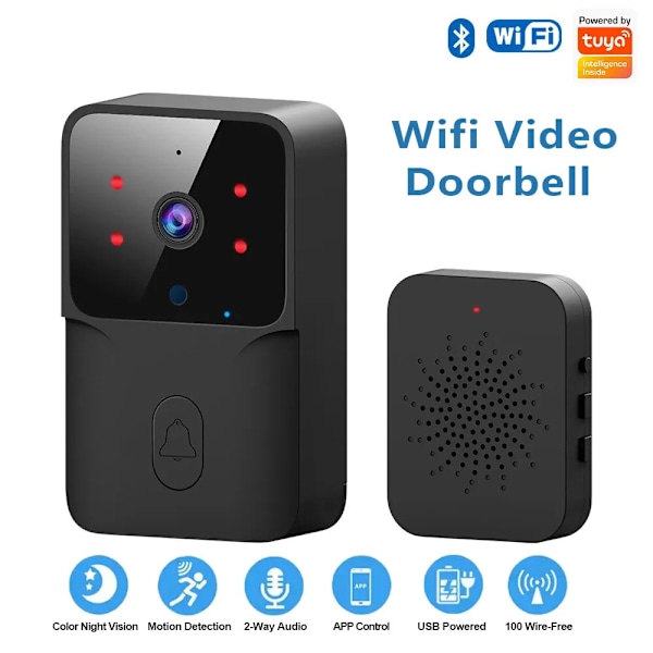 WiFi Dørklokke Hjem Tuya WiFi Trådløs Dørklokke DC AC Batteri drevet Kamera Belle