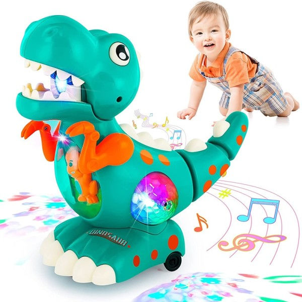 Baby Leksaker Light Up Musical Crawling Dinosaur Leksaker Tummy Time Montessori Sensory Interactive Elektriska Leksaker