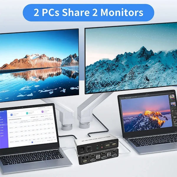 Dual Monitor HDMI DisplayPort KVM Switch 4K 60Hz 2X2 Mixed inputs DP HDMI KVM Switch