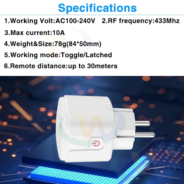 433 mhz Trådløs Fjernkontroll Kontroll Switch  110V 220V 16A EU FR Smart Socket Plug