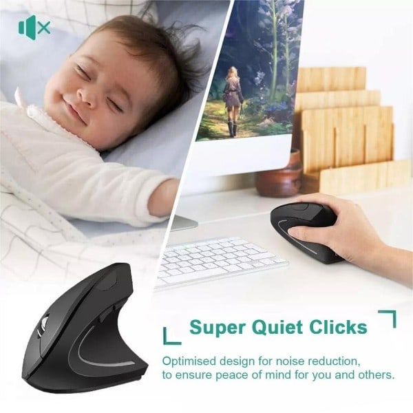 Vertikal mus Ergonomisk 2,4GHz Trådlös Optisk Möss 3 Justerbara  6 knappar för bärbar dator PC dator skrivbord