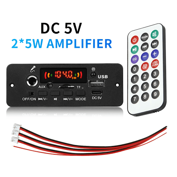 DC 5V 10W Bluetooth 5.0 Stereo DIY Bil MP3 Spelare Dekoder kort