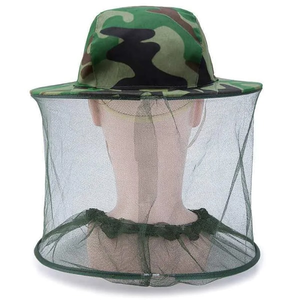 Camouflage fiskeri hætte med bred brem visir solafskærmning til jagt bi holder insekter myg forebyggelse hals hoved cover