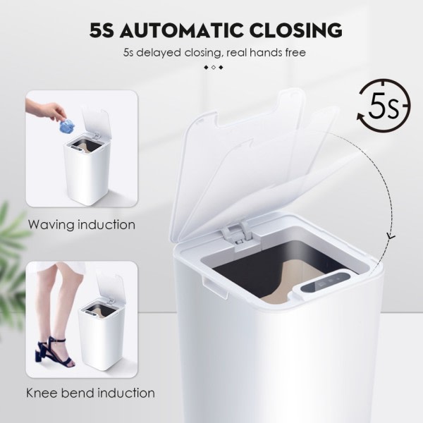 Smart Sensor Affaldsspand Automatisk Kicking Hvid Affaldsspand