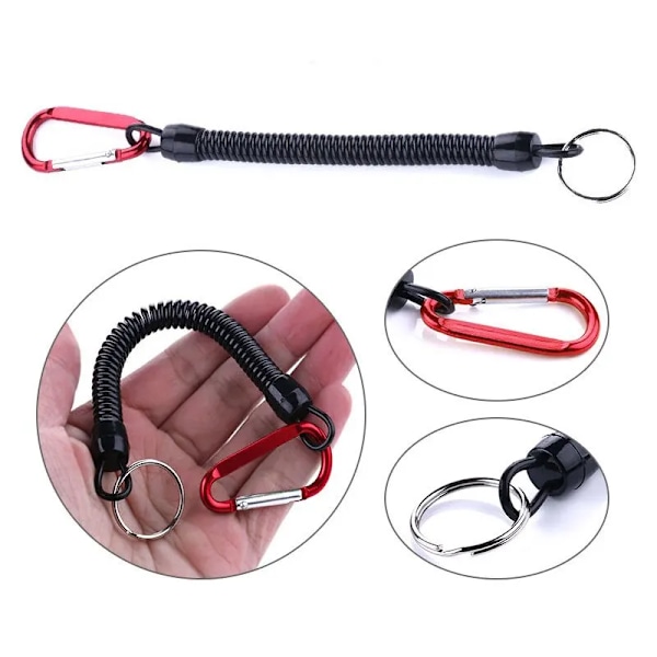 Fiske Lanyards 3 bitar 22cm Utdragbar Spirald Tether med Carabiner TPU Båtliv Fiske Rep Retention Rep Fiske Verktyg Tackle