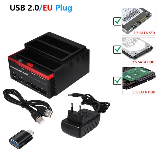 Hård Disk Dockning Station Hård Disk Kåpa HDD SSD Extern HD Kort Läsare USB Hub