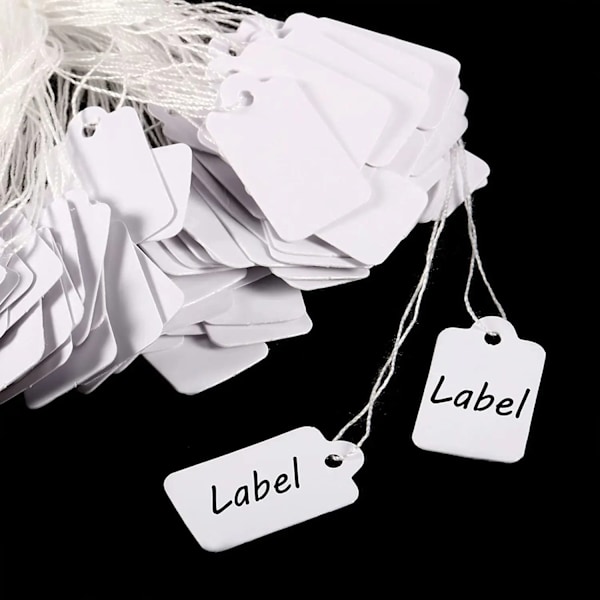 100 bitar 12x23mm Rektangulärt Papper Pris Tagg Vit Blank