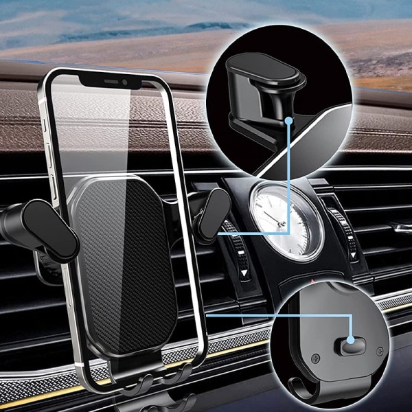 Tyngdekraft bil telefon holder luft ventil krok telefon feste 360-graders rotasjon smart telefon holder