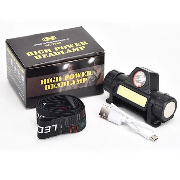 Ladattava COB LED USB otvalamppu vahva magneettinen tehokas ajovalo super kirkas vedenpitävä pää taskulamppu ulkona kalastukseen