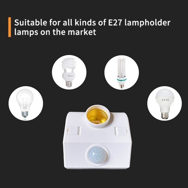 E27 LED 220V 110V Gränssnitt PIR Motion Sensor Switch Människo Kropp Sensor Lampa hållare
