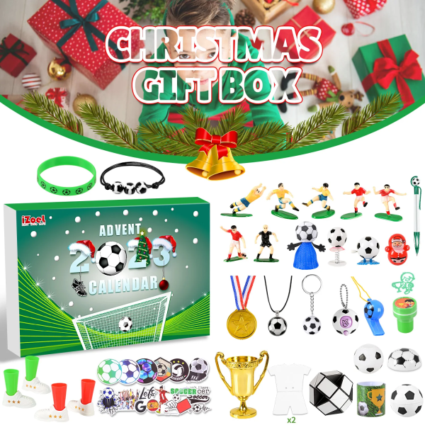 Fodbold advent kalender drenge piger 2023 24 fodbold gaver med fodbold medalje fløjte 24 jul