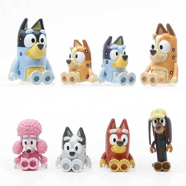 12 Bykker Blå Bingo Figurleker Familie Kawaii Movable Joint Action Figur Leker
