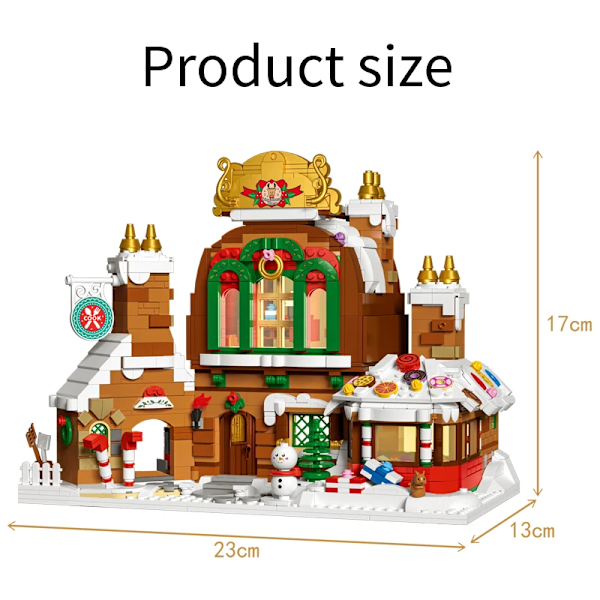 LED ljus stad jul gata vy pepparkakor hus byggnad klossar figurer tegelstenar leksaker