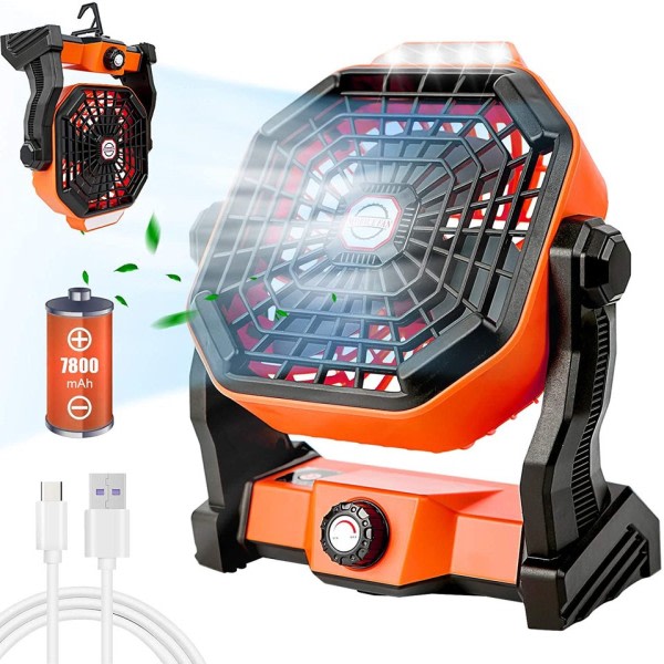 Bærbar Genopladelig Justerbar Speed Lantern Camping Blæser Med LED lys