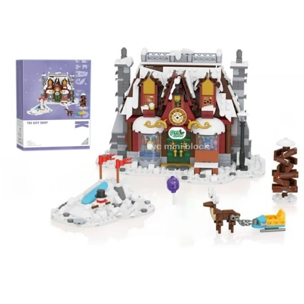 Jul gave vinter by nissen landsby modell byggeblokk leker jule tre slede bil puslespill
