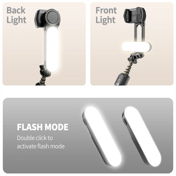 Trådlös Bluetooth Selfie Stick Stativ Handhållen Gimbal Stabilizer Monopod Med fyllning ljus slutare