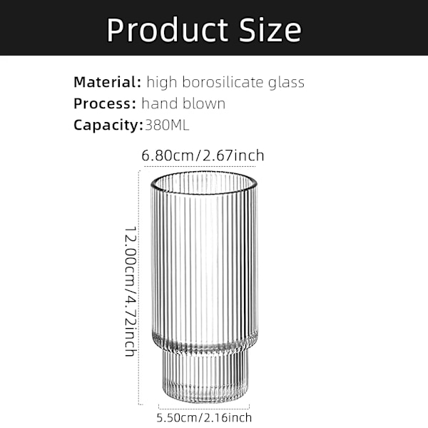 6 bitar glas Kaffe koppar Stablingsbara Glas Stripe Enkel Transparent Cocktail Bar Drycker Läsk Vatten Juice Muggar