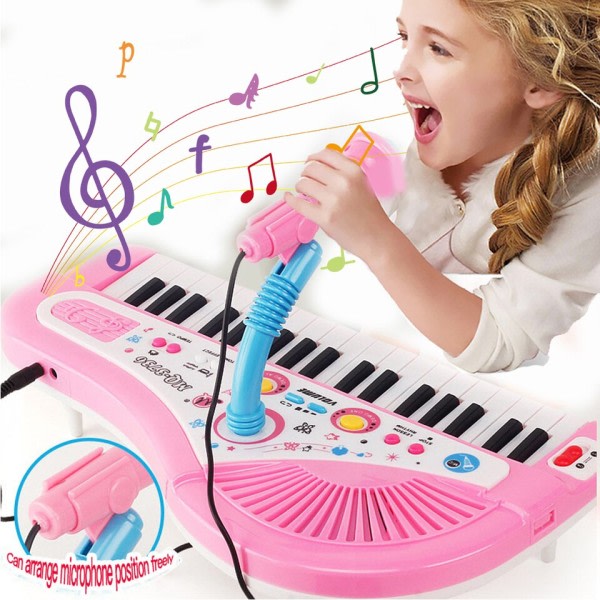 Elektroniskt klaviatur piano för barn med mikrofon musikal instrument leksaker pedagogisk leksak