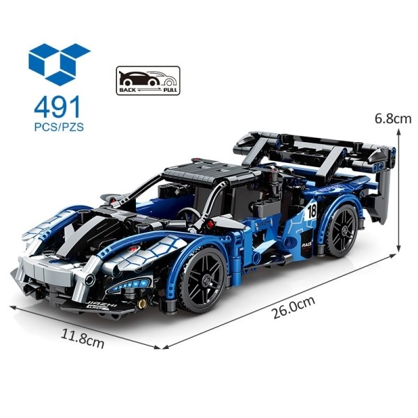 By Racing Træk Tilbage Bil Byggeklodser Speed Supercar Køretøj Moc Bricks Legetøj