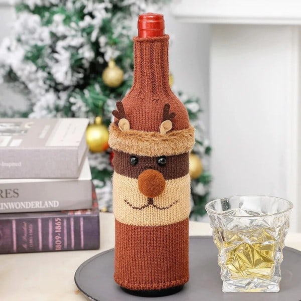 Handgjord jul tröja vin flaska överdrag till jul dekorationer